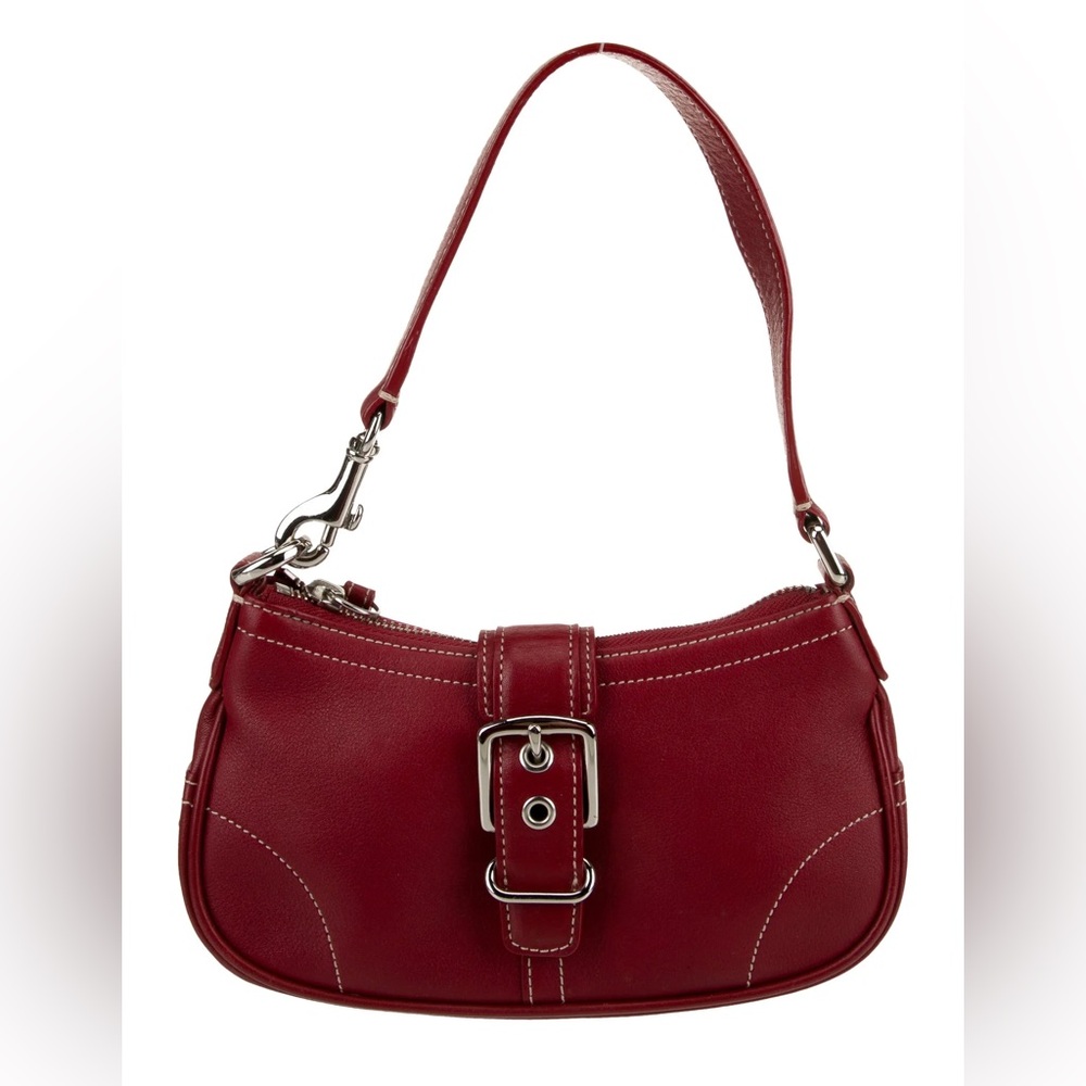 Elegant Red Leather Shoulder Bag
